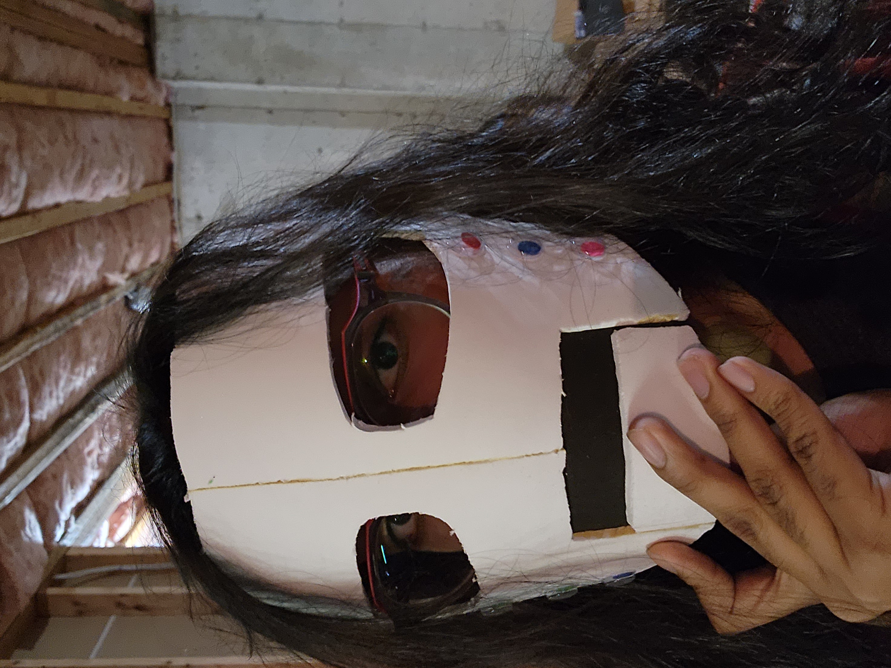 Wearing the unpainted mask