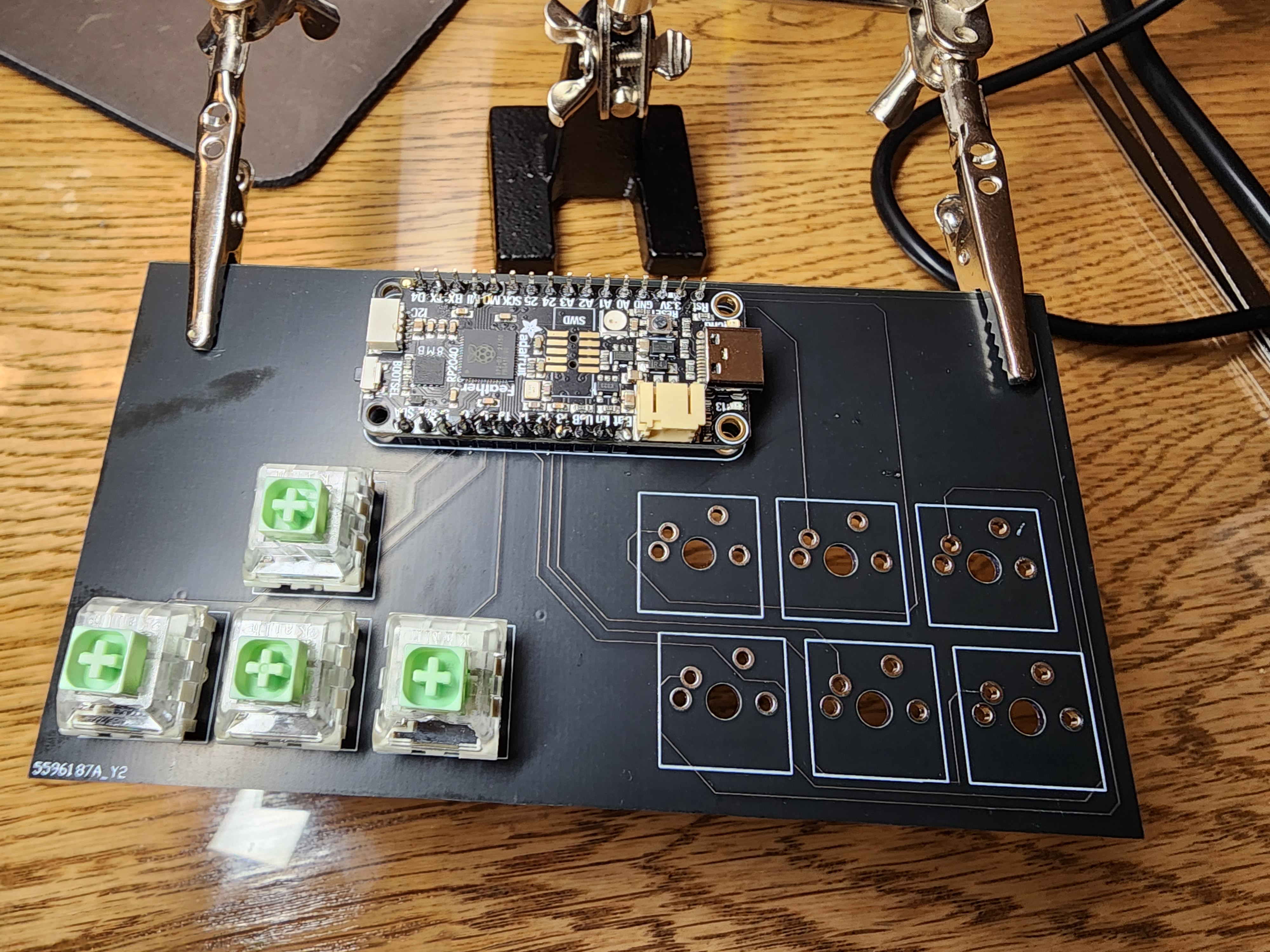 Soldering the switches onto the commission